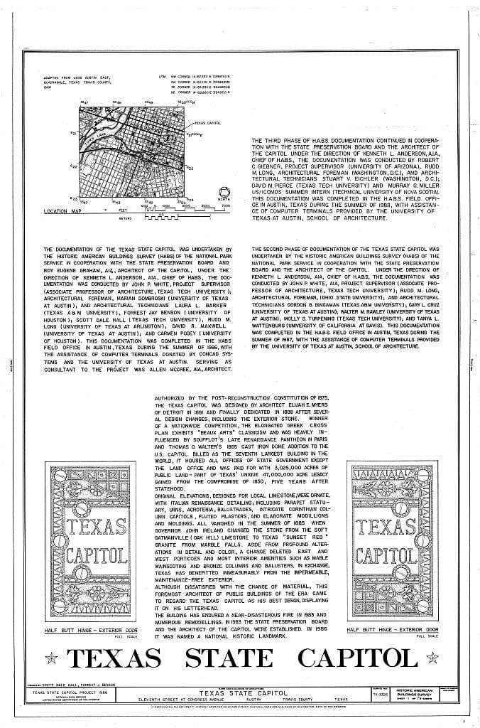 Texas State Capitol: Historic American Buildings Survey