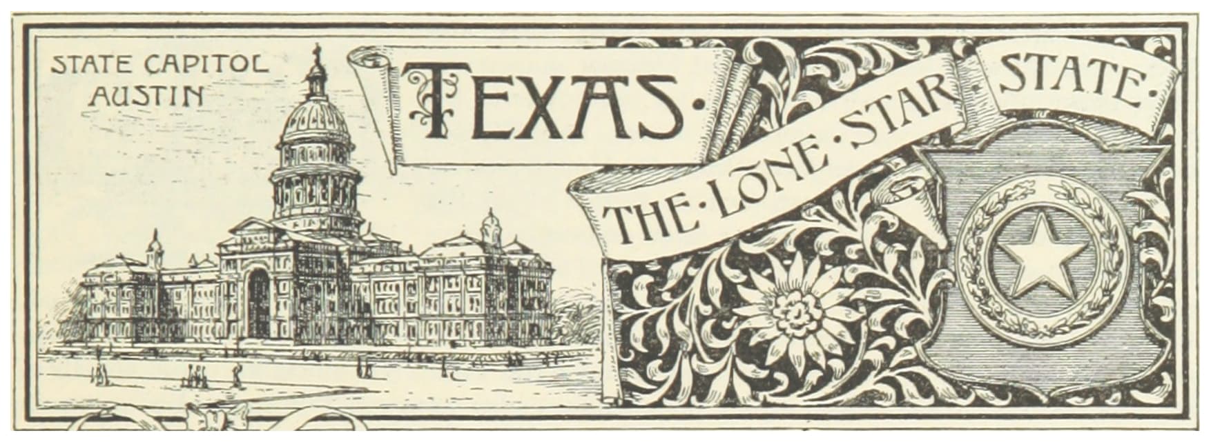 Fine-line steel intaglio engraving from 1891 depicting the South Corinthian colonnade, rusticated Sunset Red granite ashlar, and the newly established oak grounds along 11th and Congress.