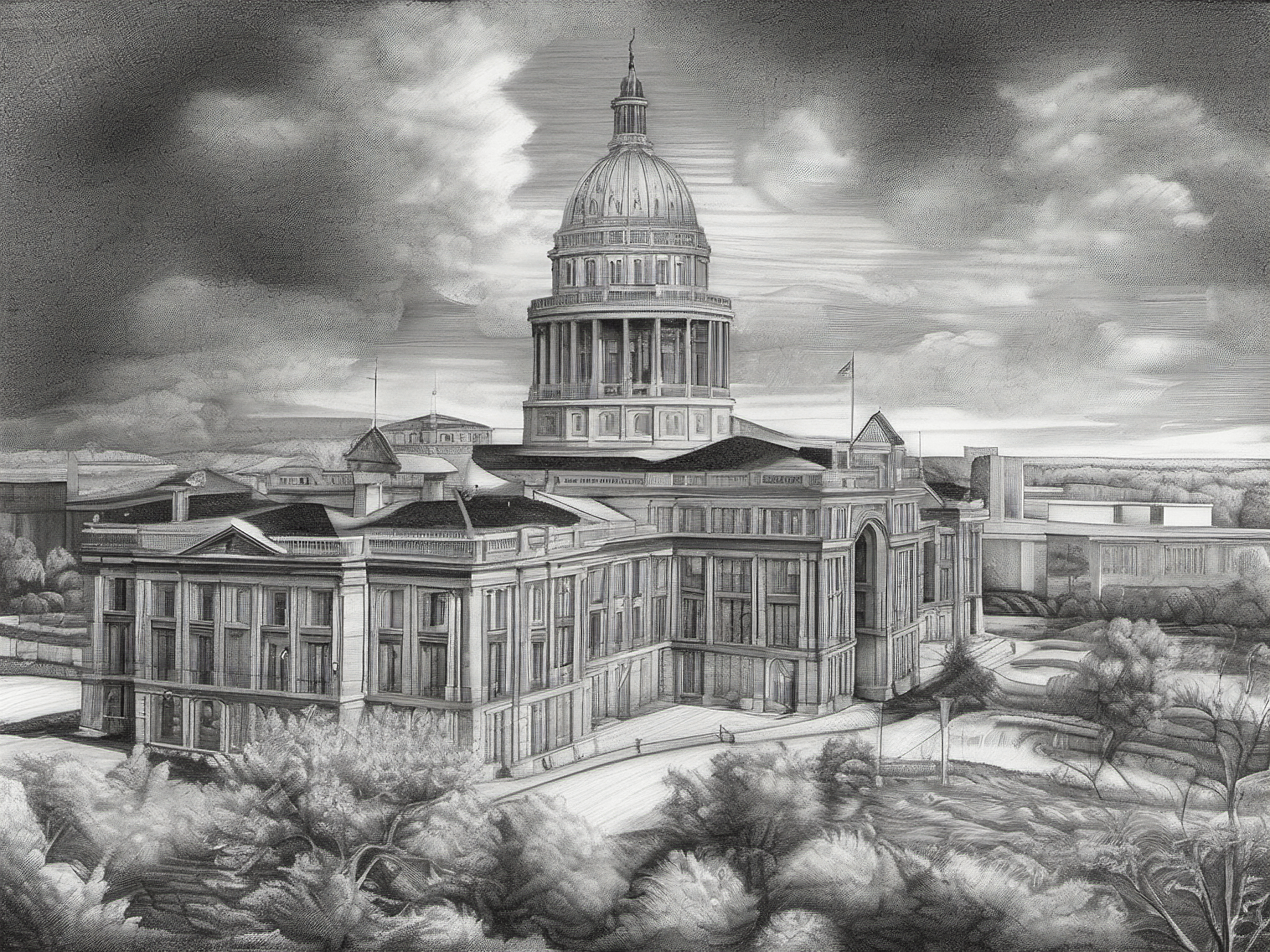 ATX Thread Co. Architectural Master: Full South Elevation technical draft and cross-hatch detail across Congress Avenue.